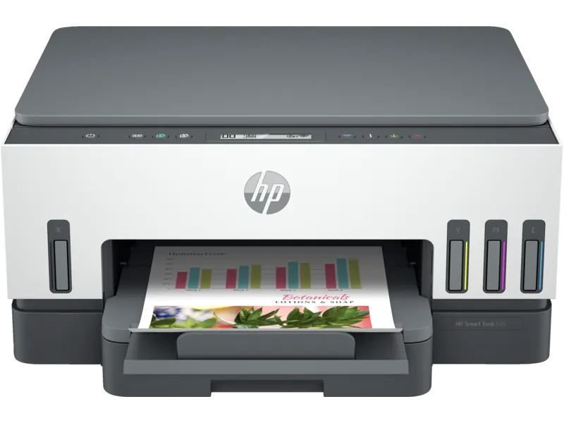 МФУ HP Smart Tank 720 (A4) Color Ink Printer/Scanner/Copier 1200 x 1200 dpi 15/9ppm. USB 2.0+Wi-Fi duty cycle 5000 pages
