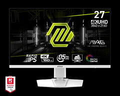 Премиальный Игровой Монитор 27" MSI MAG 274URFW Rapid IPS 3840х2160 160Hz 0.5ms 400cd/m 1000:1 2xHDMI DP 1xType-C (DP Alt.) w/ PD 15W, VESA DisplayHDR 400, Регулировка по высоте до 130мм, Поворот Экрана, БЕЛЫЙ