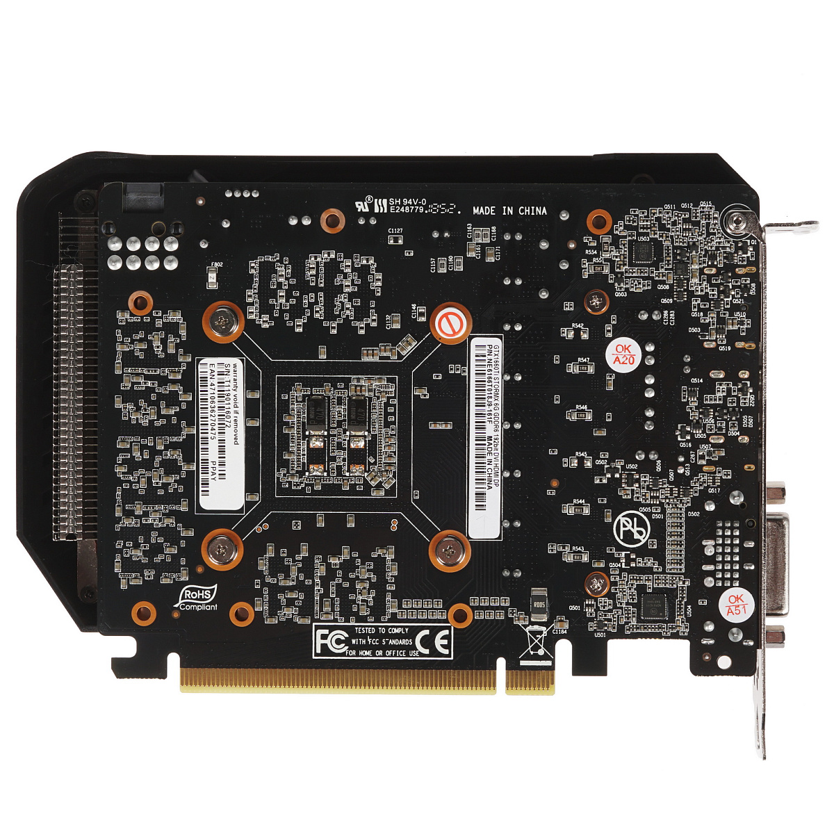 GF GTX1660Ti, Palit StormX, 1770MHz/12000MHz, 192bit, 6GB GDDR6, DVI-D, HDMI, DP