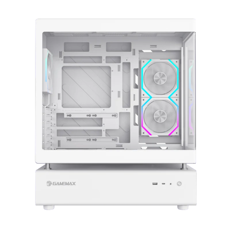 Корпус GameMax N80 WH, Midi Tower, ATX, White, 2x3.5"/2x2.5", 2xUSB3.0, USB-C, RGB