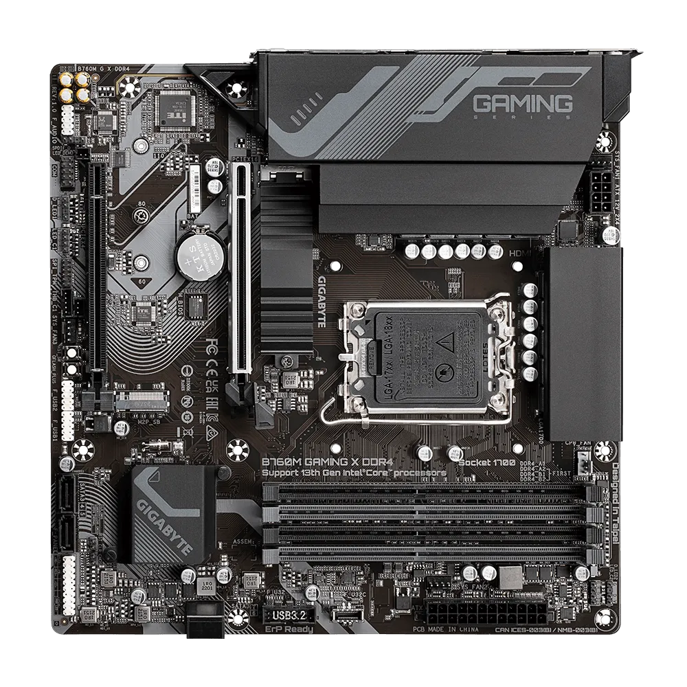 Матплата Gigabyte B760M Gaming X DDR4, iB760, S1700,mATX,4DDR-4,2xPCI-Ex16,4SATA,2xM.2,HDMI,DP,15USB