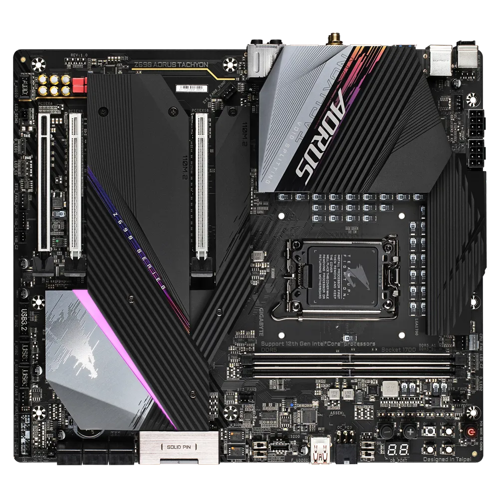 Матплата Gigabyte Z690 Aorus Tachyon, iZ690, S1700, E-ATX, 2DDR-5, 3xPCI-Ex16,6SATA,4xM.2,HDMI,16USB