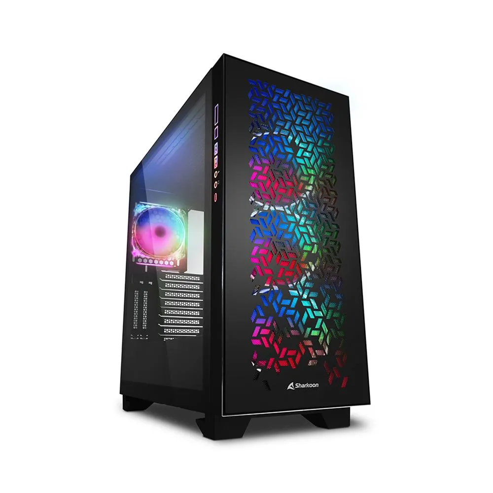 Корпус Sharkoon ELITE SHARK CA300H BE, Midi Tower, E-ATX, Black, 4x3.5"/7x2.5", 2xUSB3.0, USB-C