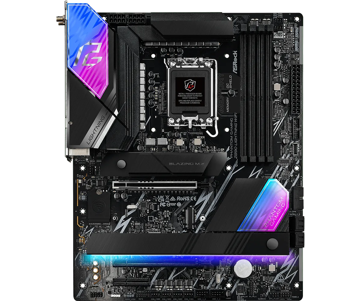Матплата ASRock Z890 Lightning WiFi, iZ890, S1851, ATX,4DDR-5,2хPCI-Ex16,4SATA,4xM.2,HDMI,2xTB,24USB