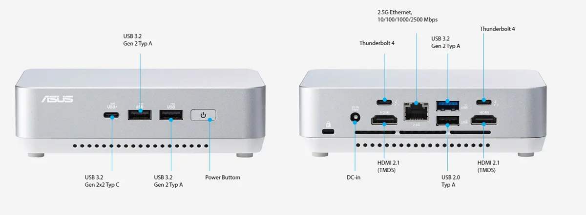 ASUS NUC 14pro+/RNUC14RVSU500002I/Intel Ultra 5 125H/Intel Arc graphics/4xUSB/M.2 22x80 NVMe; 22x42 NVMe/2,5Gbe LAN/2xHDMI/ 2x Thunderbolt 4 (USB-C+DP)/no Storage/no RAM/AX211.D2WG.NV/no OS/EU Cord/Kit(L6)/EAN:4711387496657