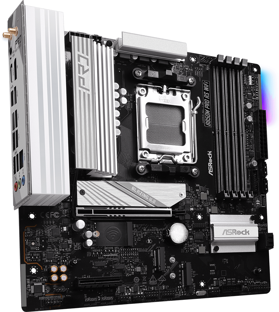 Матплата ASRock B850M PRO-A WIFI, AM5, mATX, 4DDR-5, 1xPCI-Ex16, 4SATA, 3xM.2, HDMI, DP, 17USB