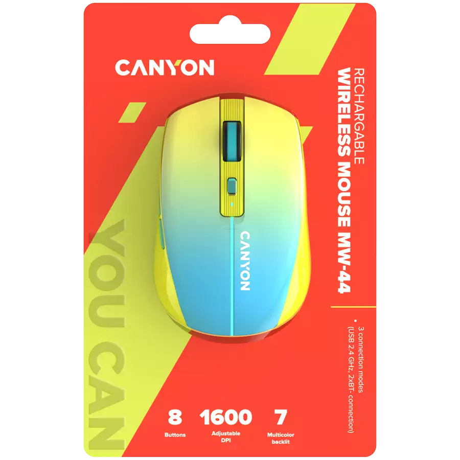 CANYON mouse MW-44  Wireless Charge Yellow Blue