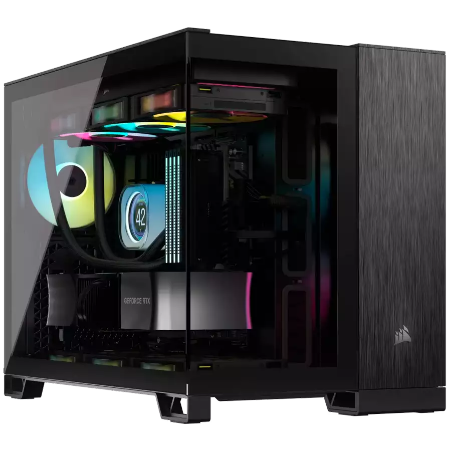 CORSAIR 2500X Micro ATX Dual Chamber PC Case - Black/Obsidian Aluminum