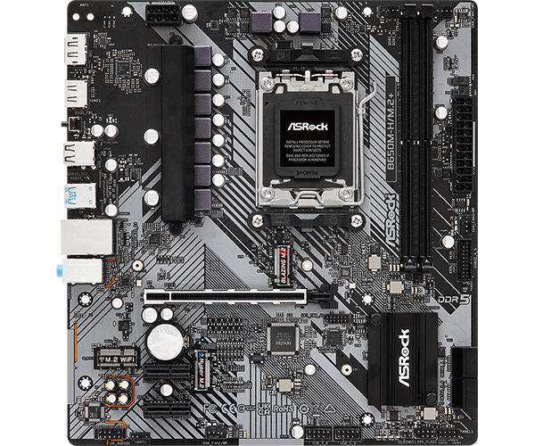 Матплата ASRock B650M-H/M.2+, AM5, mATX, 2DDR-5, 1xPCI-Ex16, 4SATA, 2xM.2, HDMI, DP, 12USB