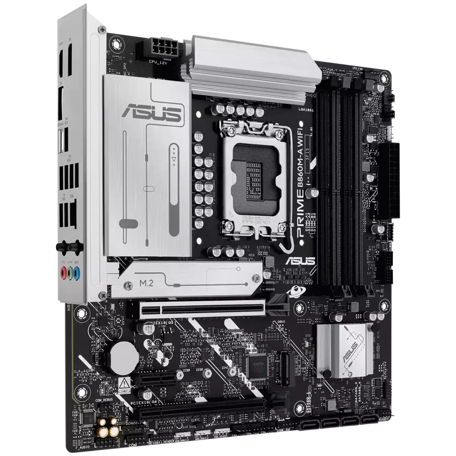 ASUS Main Board Desktop LGA1851 Intel B860 Chipset 4 x DIMM slots, max. 256GB, DDR5 2 x DisplayPort 1 x HDMI 1 x Wi-Fi module 2 x M.2 slots 4 x SATA micro-ATX Form Factor