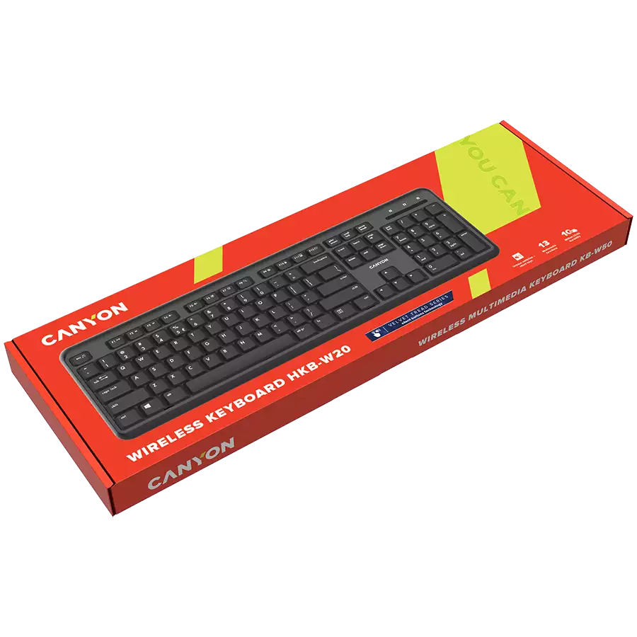 CANYON keyboard HKB-W20 EN/RU Velvet Wireless Black