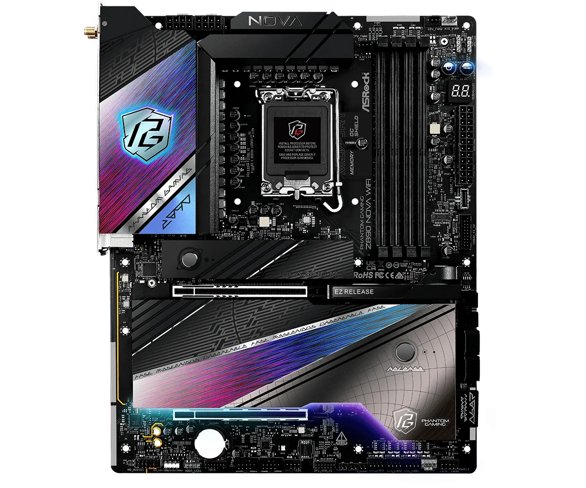 Матплата ASRock Z890 Nova WiFi, iZ890, S1851, ATX, 4DDR-5, 2хPCI-Ex16, 4SATA, 6xM.2, HDMI,2хTB,21USB