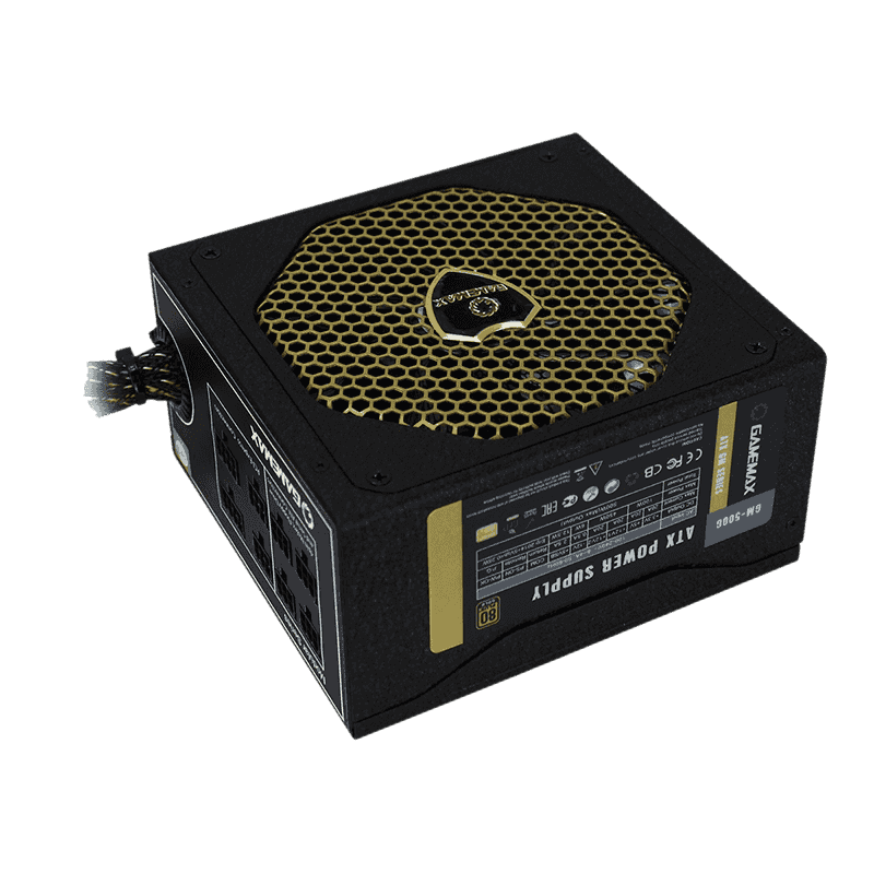 БП ATX 500W GameMax GM 500G, Gold, 24+4/24+8, 14cm,1x6p PCI-E2, 1x6+2p PCI-E