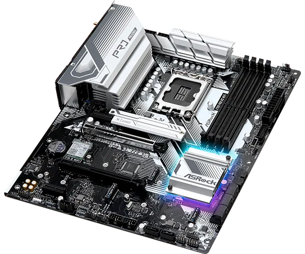 Матплата ASRock Z790 Pro RS WiFi, iZ790, S1700, ATX, 4DDR-5, 8SATA, 2xPCI-Ex16, 4xM.2, HDMI,DP,17USB