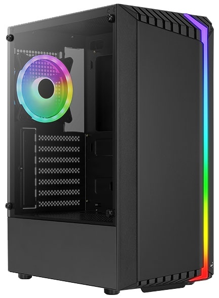 Корпус AeroCool Bionic-G-BK-v2, Midi Tower, ATX, Black, 2x3.5"/2x2.5", USB, 2xUSB3.0