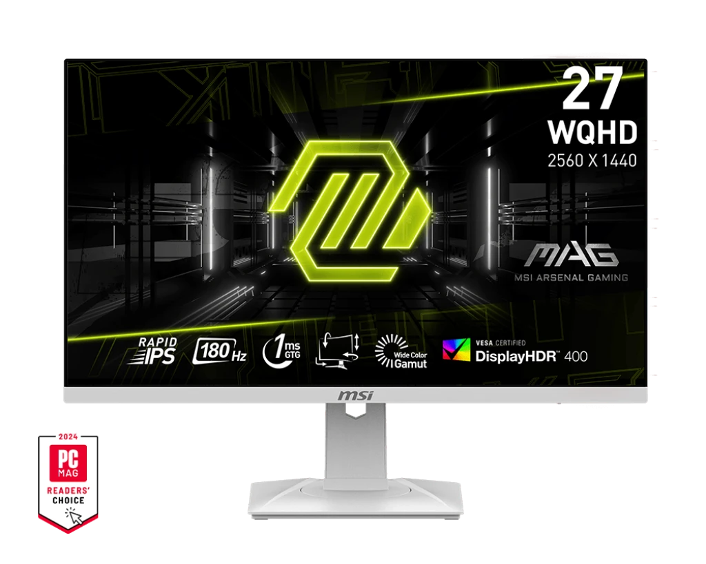 Игровой Монитор 27" MSI MAG 274QRFW Rapid IPS 2560х1440 180Hz 1ms 400cd/m 100млн:1 2xHDMI 1xDP VESA DisplayHDR 400,  Регулировка по высоте до 130мм, Поворот Экрана Белый