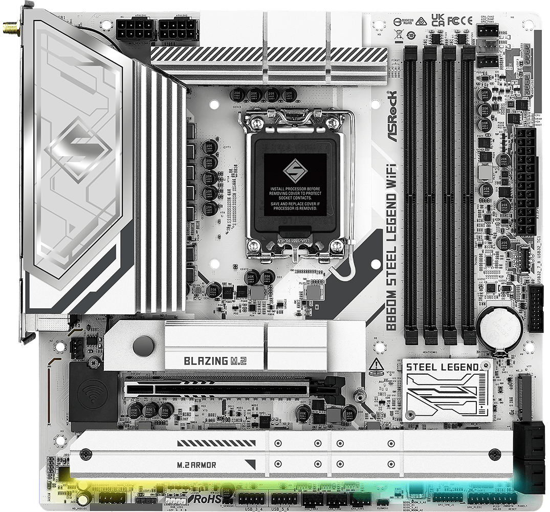 Материнская плата ASRock B860M STEEL LEGEND WIFI LGA1851 4xDDR5 4xSATA 4xM.2 1xHDMI 1xDP WiFi mATX