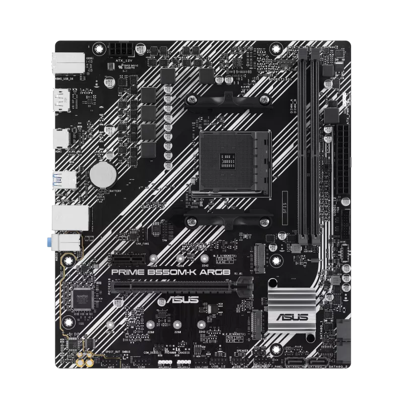 Материнская плата ASUS PRIME B550M-K ARGB AM4 2xDDR4 4xSATA3 RAID 2xM.2 HDMI DP mATX 1 Type-C