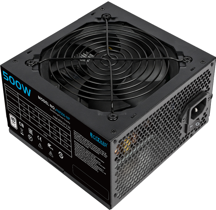 Блок питания PCCooler HW500-NP, 500W, Non Modular, 80+, Fan 120mm, HW500-NP