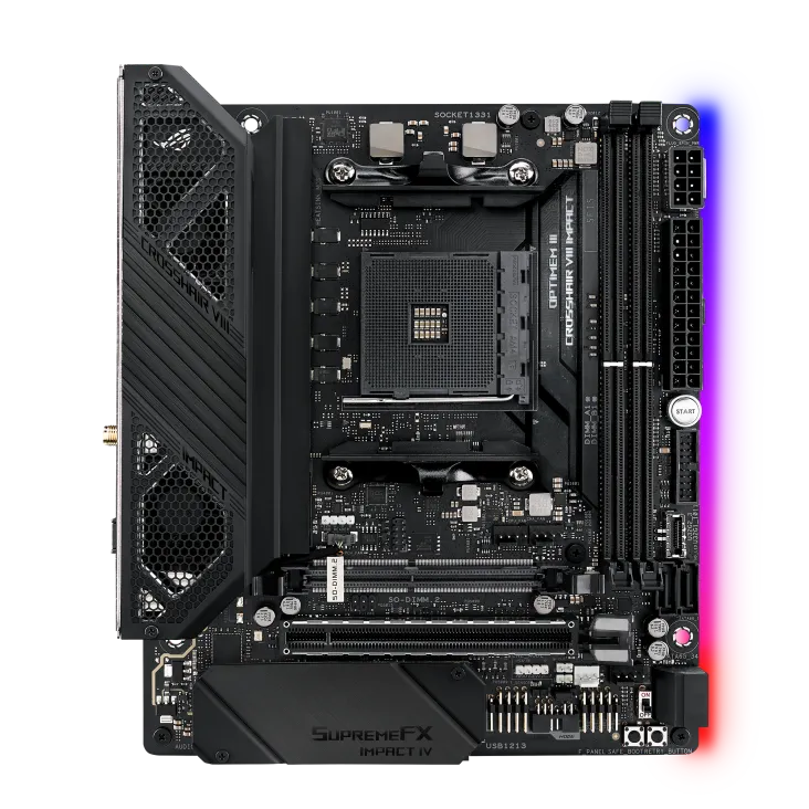 Матплата Asus ROG Crosshair VIII Impact, AM4, mDTX, 2DDR-4, 1xPCI-Ex16, 4SATA, 2xM.2, 13USB