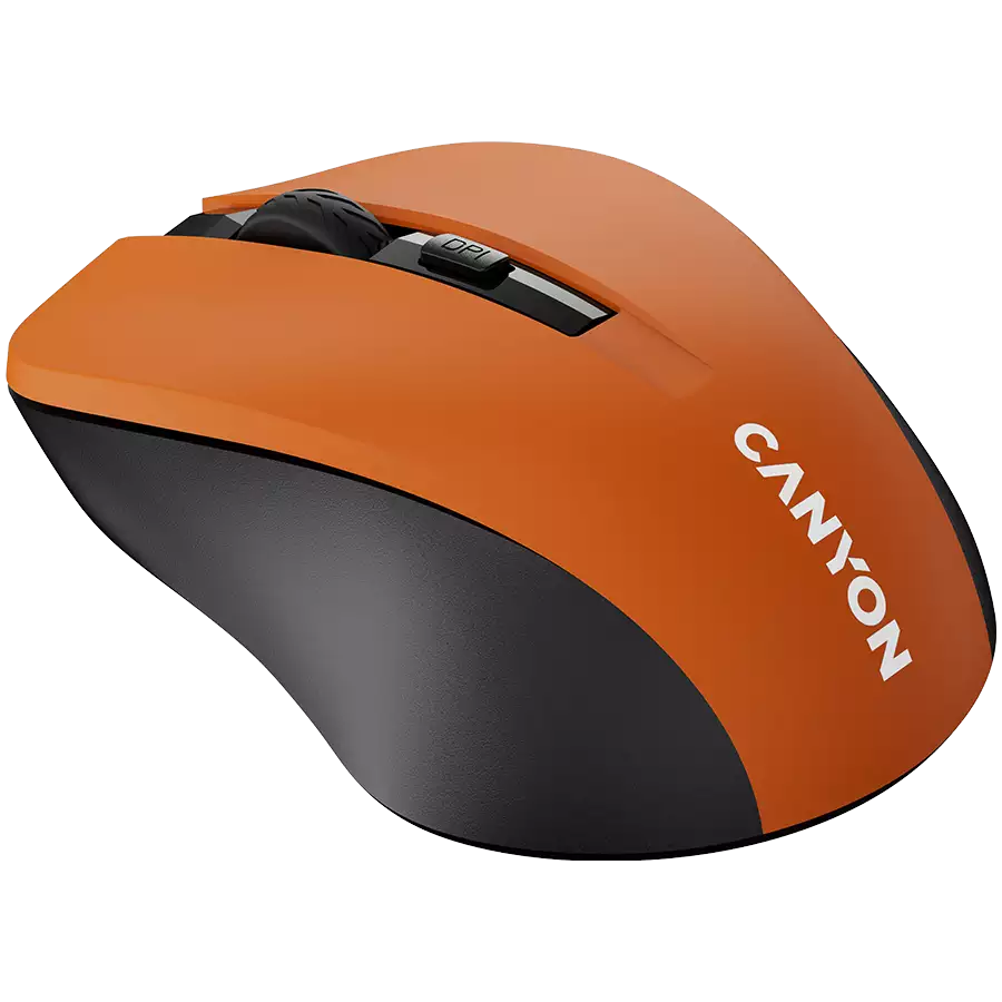 CNE-CMSW1O CANYON мышь, цвет - оранжевый, беспроводная 2.4 Гц, DPI 800/1000/1200 DPI, 3 кнопки и колесо прокрутки, прорезиненное покрытие