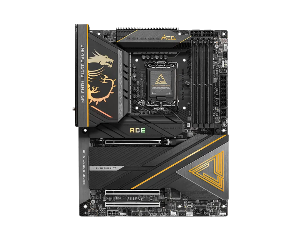 Материнская плата MSI MEG Z890 ACE LGA1851 4xDDR5 6xSATA3 RAID 5M.2 1xHDMI 2xThunderbolt4 10xUSB 10Gbps 1x10G LAN Wi-Fi Bluetooth ATX