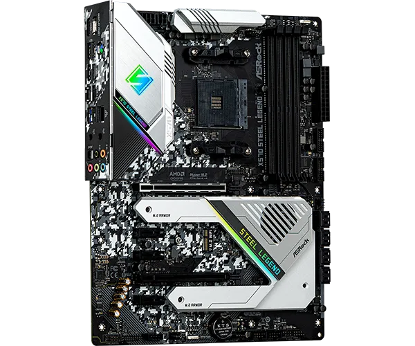 Матплата ASRock X570 Steel Legend, AM4, ATX, 4DDR-4, 2xPCI-Ex16, 8SATA, 2xM.2, HDMI, DP, 16USB