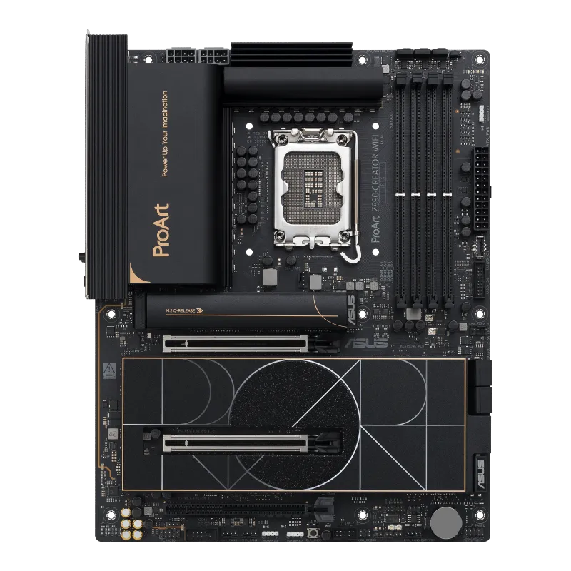 Материнская плата ASUS PROART Z890-CREATOR WIFI LGA1851 4xDDR5 4xSATA 5xM.2 1xHDMI 2xUSB 10Gbps, 1xDP IN for Thunderbolt5, 2xThunderbolt5 Type-C, 4xUSB10Gbps, 1xUSB2.0, 1xLAN 10Gb, 1xLAN 2,5Gb, 1xThunderbolt4 Type-C, WiFi7, ATX