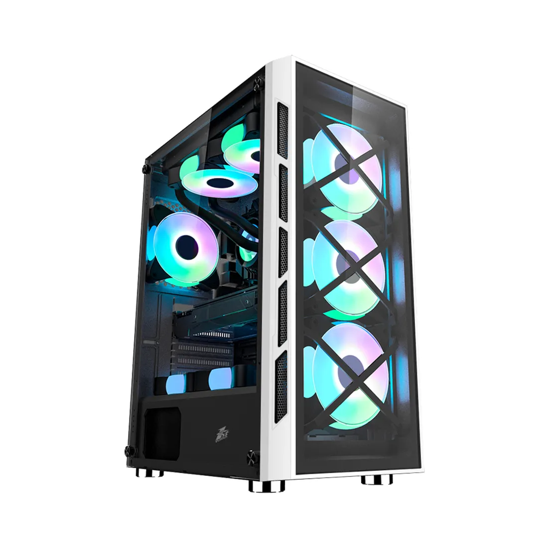 Корпус 1Stplayer FireBase XP-G-WH-4F2WC3, Midi Tower, m-ATX, White, 2x3.5"/3x2.5", 3xUSB, RGB
