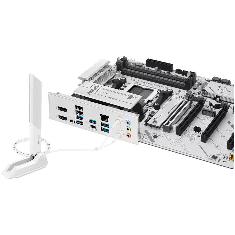 ASUS Main Board Desktop Socket AM5 AMD B850 Chipset 4 xDIMM slots,DDR5 1 x DisplayPort 1 x HDMI port 1 x PCIe 5.0 x16 slot(supports x16 mode) 1 x Wi-Fi module 3 x M.2 4 x SATA ATX Form Factor