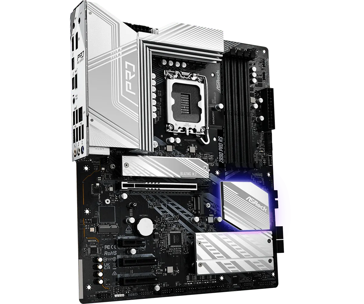 Матплата ASRock Z890 Pro RS, iZ890, S1851, ATX, 4DDR-5, 2хPCI-Ex16, 4SATA, 5xM.2, HDMI, DP, 24USB