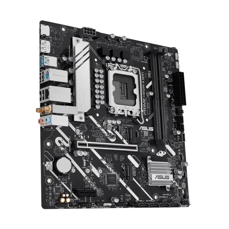 Материнская плата ASUS PRIME H810M-A WIFI, LGA1851 H810 2xDDR5 4xSATA 2xM.2 HDMI DP USB-C mATX
