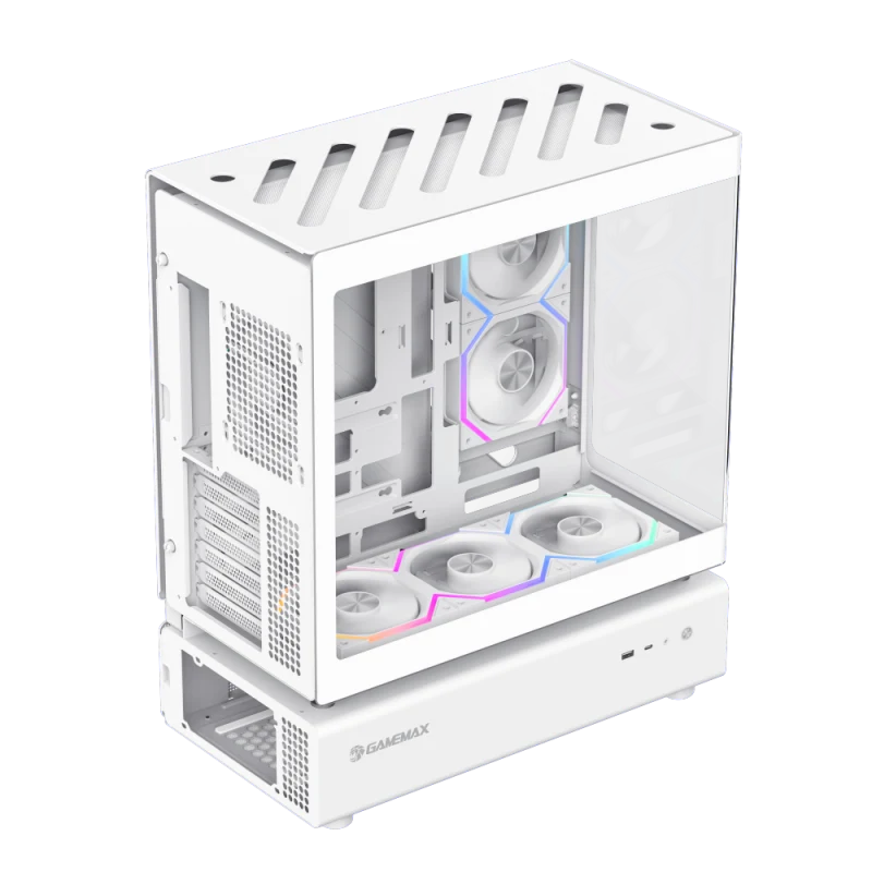 Корпус GameMax N80 WH, Midi Tower, ATX, White, 2x3.5"/2x2.5", 2xUSB3.0, USB-C, RGB