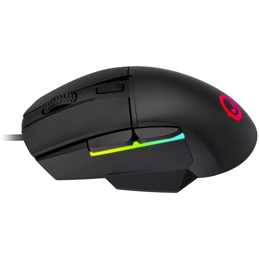 LORGAR Jetter 357, gaming mouse, Optical Gaming Mouse with 6 programmable buttons, Pixart ATG4090 sensor, DPI can be up to 8000, 30 million times key life, 1.8m PVC USB cable, Matt UV coating and RGB lights with 4 LED flowing mode, size:124.90*71.65*41.36