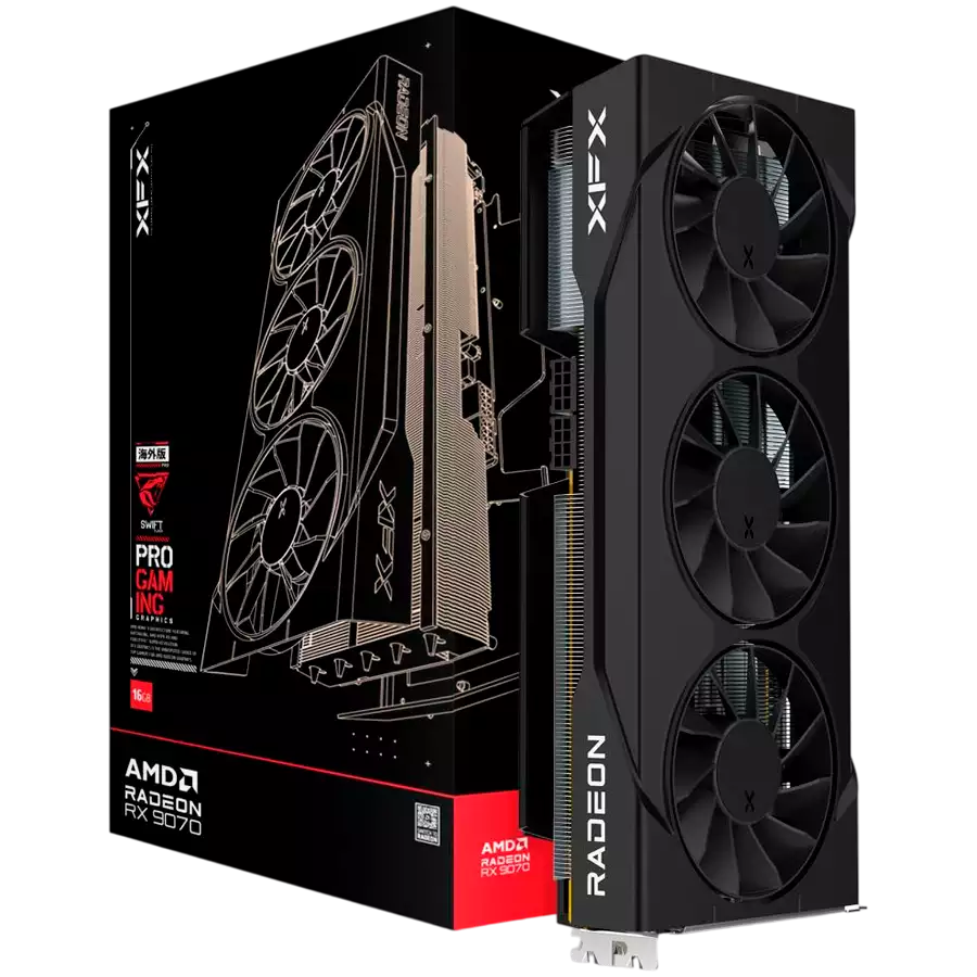 XFX Swift AMD Radeon RX 9070 OC Triple 90mm Fan White 16GB GDDR6 256-bit