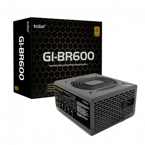 БП ATX 600W PCCooler GI-BR600, Bronze, 20+4/20+4+8/24+4/24+8, 12cm, 2x6+2p PCI-E