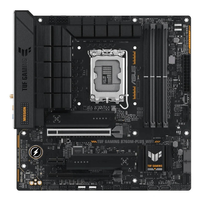 Матплата Asus TUF G B760M-Plus WiFi, iB760, S1700, mATX, 4DDR-5,2xPCI-Ex16,4SATA,2xM.2,HDMI,DP,15USB
