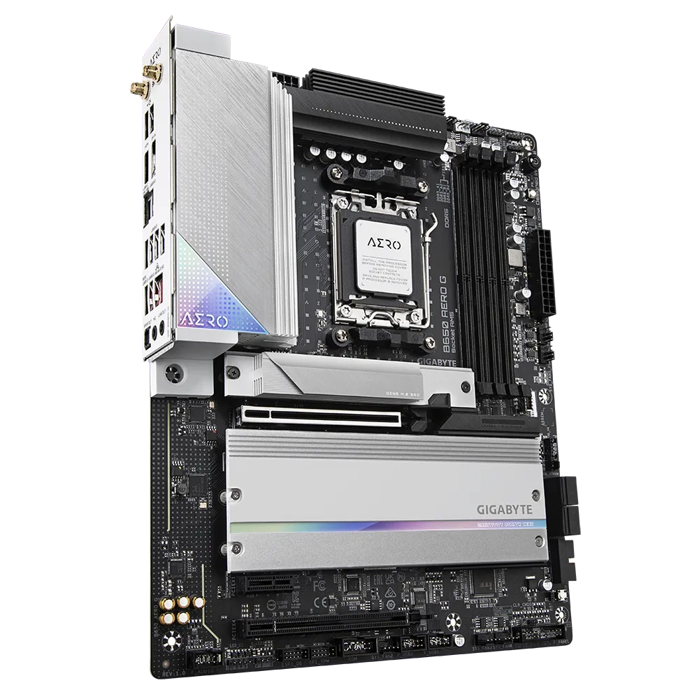 Матплата Gigabyte B650 Aero G, AM5, ATX, 4DDR-5, 2хPCI-Ex16, 4SATA, 3xM.2, HDMI, 14USB