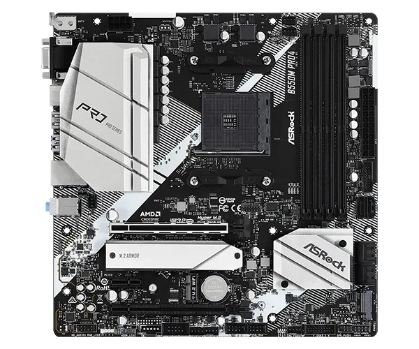 Матплата ASRock B550M Pro4, AM4, mATX, 4DDR-4, 2xPCI-Ex16, 6SATA, 2xM.2, VGA, HDMI, DP, 16USB