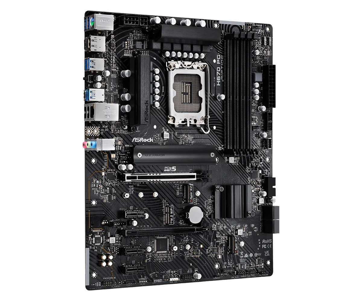 Матплата ASRock H670 PG Riptide, iH670, S1700, ATX, 4DDR-4, 2xPCI-Ex16, 4SATA, 3xM.2, HDMI, DP,15USB