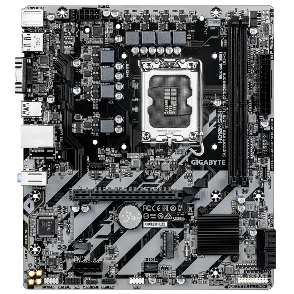 Матплата Gigabyte H810M S2H, H810, S1851, mATX, 2DDR-5, 1xPCI-Ex16, 4xSATA3, 1xM.2,VGA,DP,HDMI,11USB