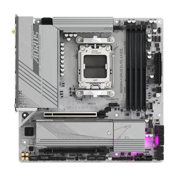 Матплата Gigabyte B650M Aorus Elite AX ICE, AM5, mATX, 4DDR-5, 2xPCI-Ex16, 4SATA,2xM.2,HDMI,DP,19USB