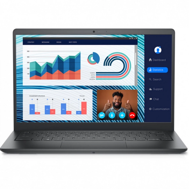 Ноутбук Dell/Vostro 3420/Core i3/1215U/1,2 GHz/8 Gb/M.2 PCIe SSD/256 Gb/No ODD/Graphics/UHD/256 Mb/14 ''/1920x1080/Windows 11/Pro/64/Черный