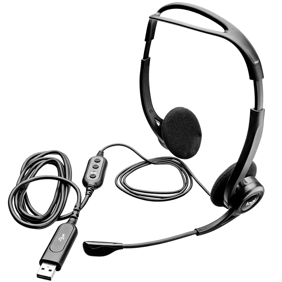 Гарнитура Logitech PC960 (USB, элементы управления на кабеле, кабель 2.4м) (M/N: A00091)
