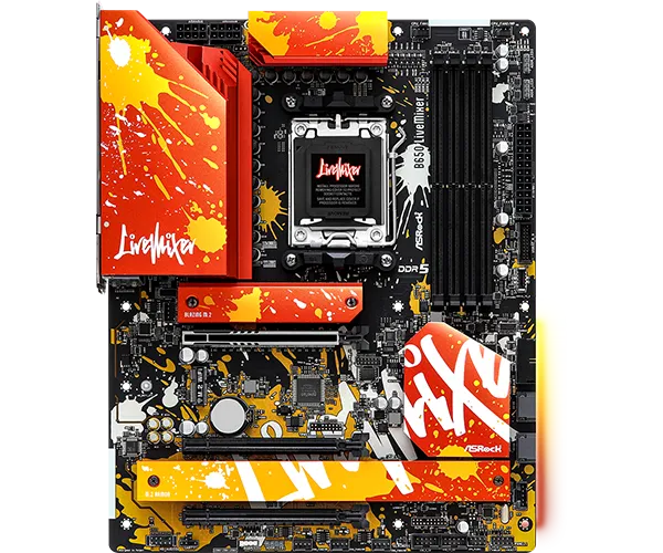 Матплата ASRock B650 LiveMixer, AM5, ATX, 4DDR-5, 3xPCI-Ex16, 2SATA, 3xM.2, HDMI, DP, 23USB