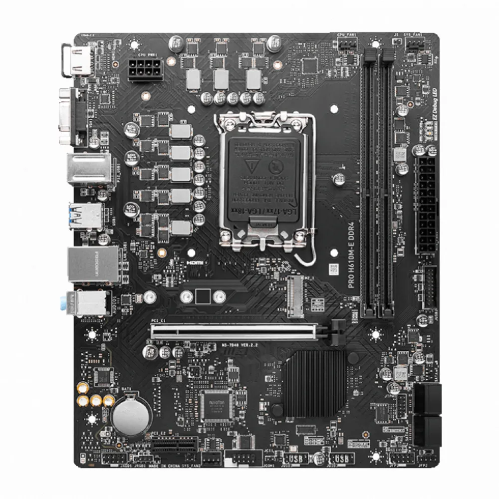 Матплата MSI PRO H610M-E DDR4, iH610, S1700, mATX, 2DDR-4, 1xPCI-Ex16, 4SATA, 1xM.2, VGA, HDMI,12USB