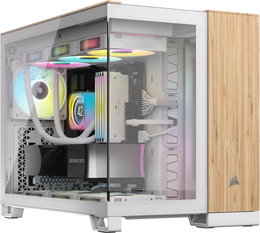 Корпус Corsair 2500X, Midi Tower, m-ATX, White - Bamboo Wood, 2x3.5"/4x2.5", 2xUSB3.2, USB-C
