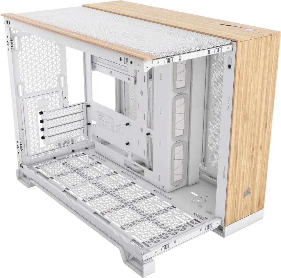 Корпус Corsair 2500X, Midi Tower, m-ATX, White - Bamboo Wood, 2x3.5"/4x2.5", 2xUSB3.2, USB-C