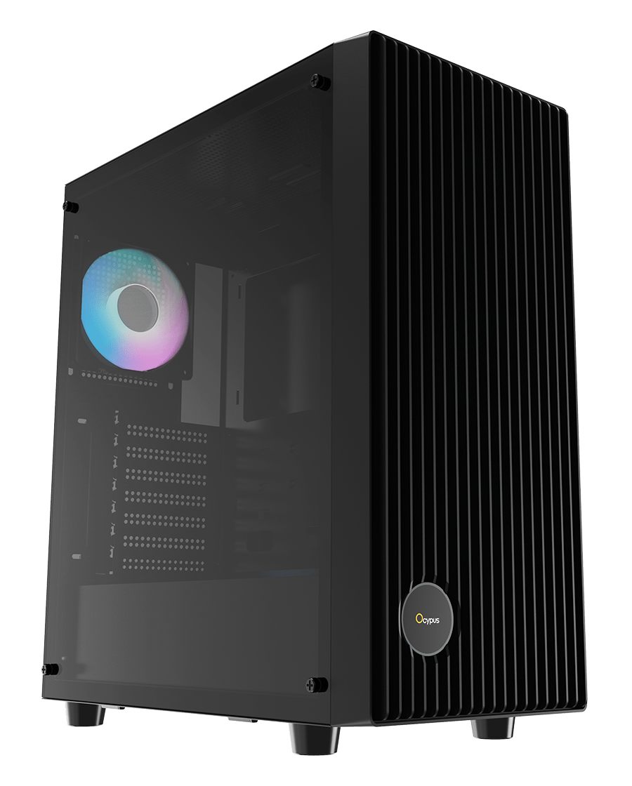 Корпус Ocypus Gamma C70 BK ARGB ATX/mATX/ITX 2xUSB, Черный, Предустановленно 4x120мм ARGB Fans, Gamma-C70-BKG400XX-GL