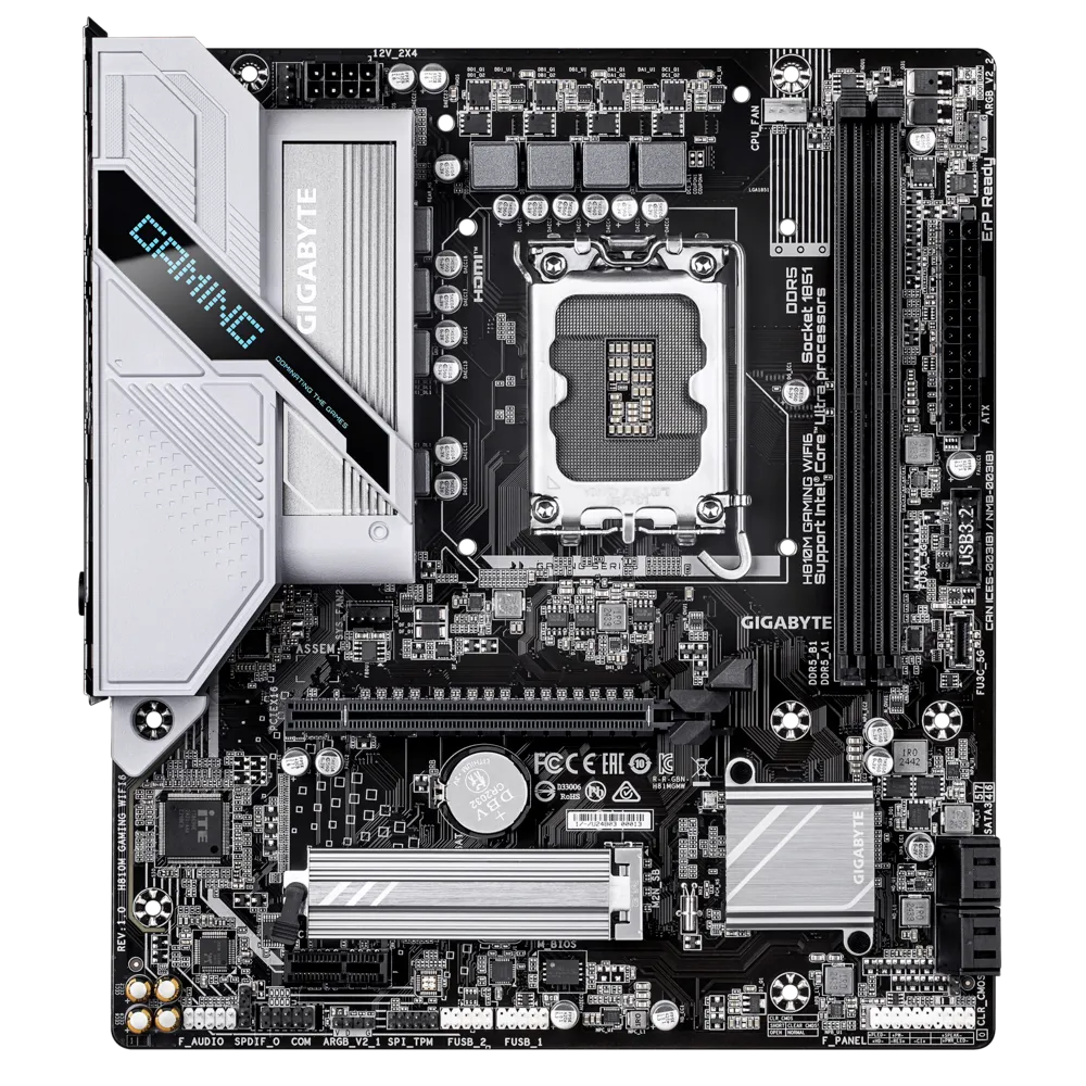 Матплата Gigabyte H810M Gaming WIFI6, H810, S1851, mATX, 2DDR-5, 1xPCI-Ex16, 1xM.2, HDMI, DP, 13USB